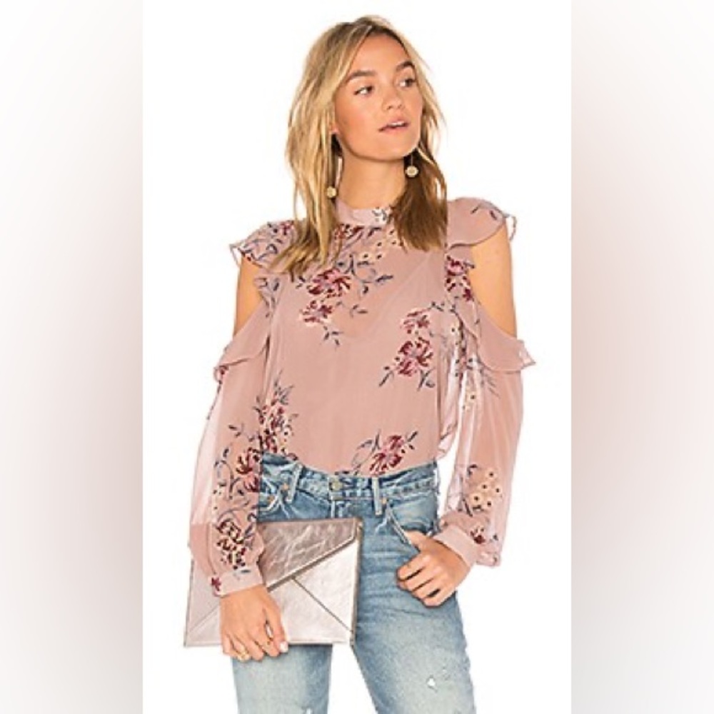 ASTR The Label Womens Sheer Peasant Blouse, Purple Mauve | Medium